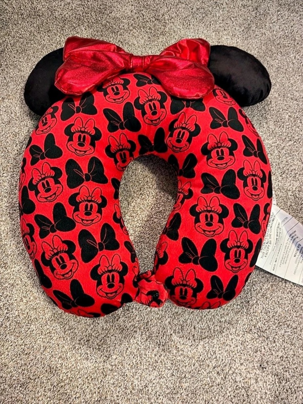 Disney Minnie Mouse Travel Neck Pillow with Ears and Bow Red & Black